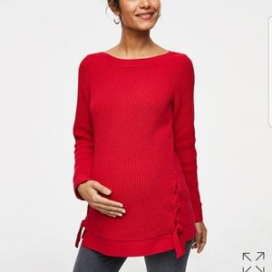 Loft Maternity Lace Up Boatneck Sweater
